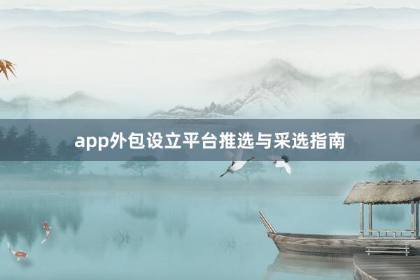 app外包设立平台推选与采选指南